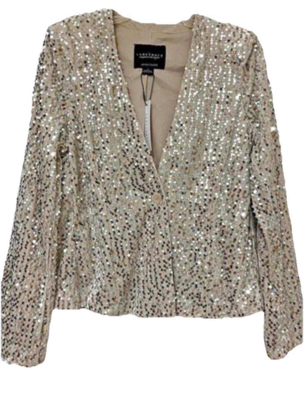 Sanctuary Stitch Fix Champagne Sequined All Nighter Blazer Women